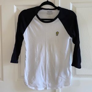 NWOT Vans Black and White Special Peanuts Collection Cropped Sleeve Shirt